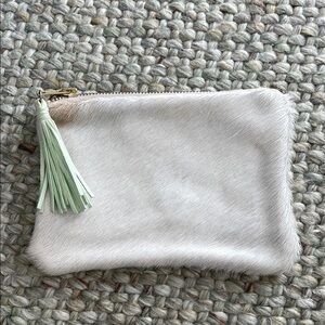 Parker & Hyde Mini Hyde Clutch in Ivory with Mint Tassel NEW